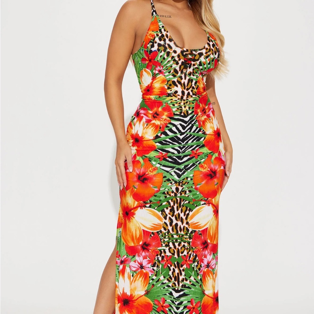 NEW***Animal Print/ Floral Maxi Dress-“Rachel Maxi Dress Green Combo”